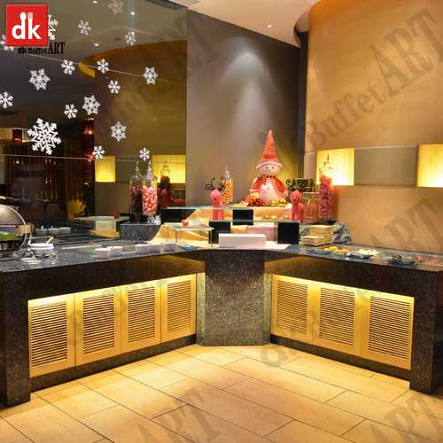 迪克酒店自助餐厅设计本装修效果图西餐自助餐台桌椅配套